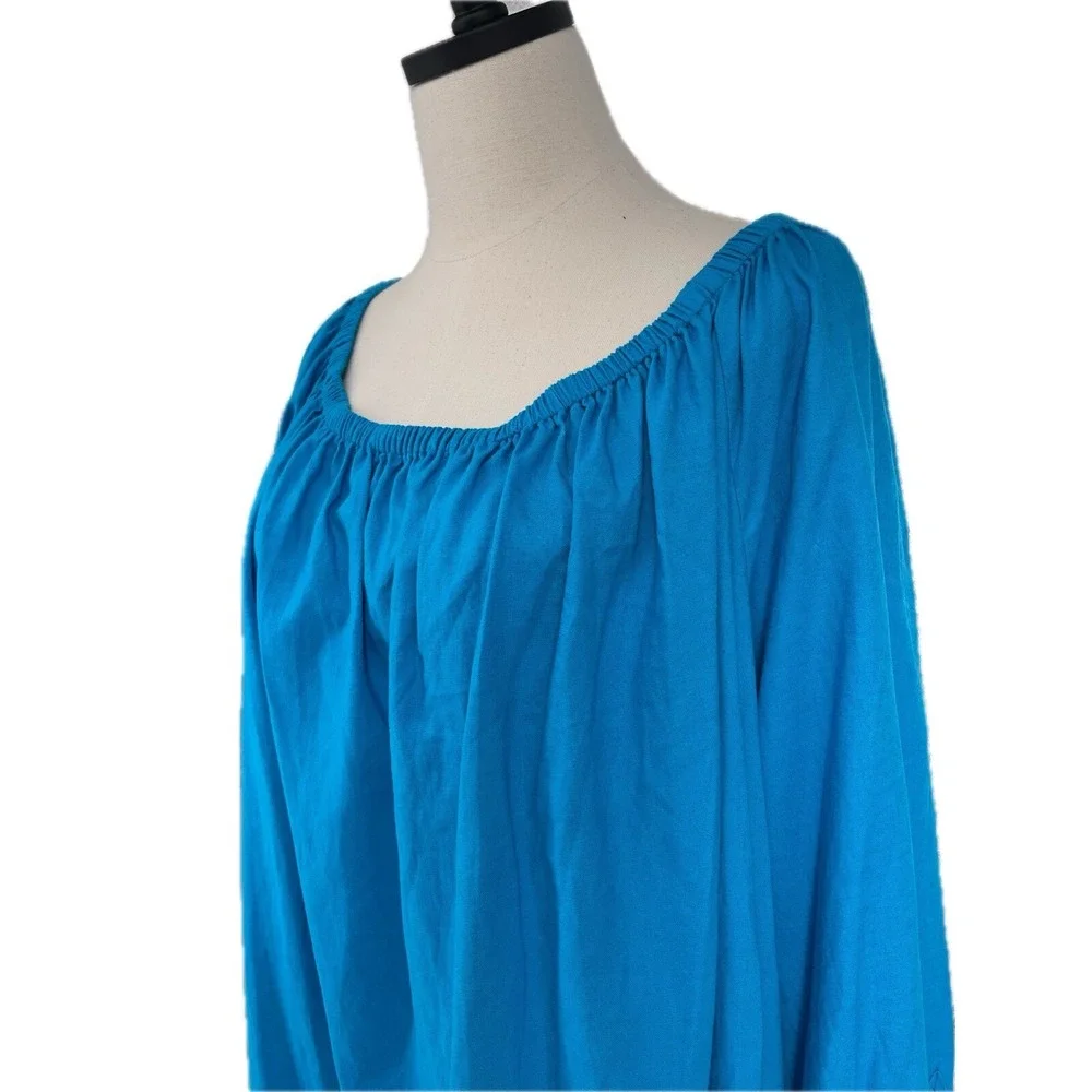 NWT Michael Kors Plus Size Off the Shoulder Top, Milos Blue, 3X‎ Linen Blend